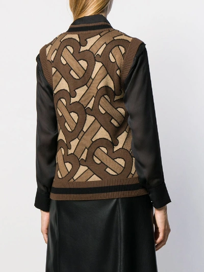 Shop Burberry Wool V-necked Top In Brown