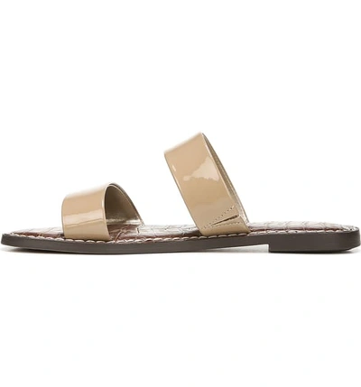 Shop Sam Edelman Gala Two Strap Slide Sandal In Almond Faux Patent Leather