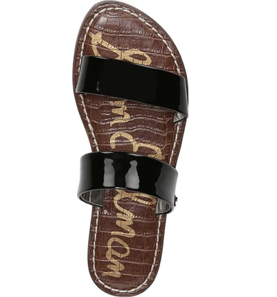 Shop Sam Edelman Gala Two Strap Slide Sandal In Black Faux Patent Leather