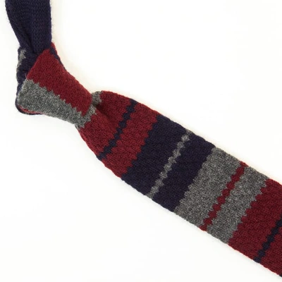 Shop 40 Colori Burgundy Striped Wool & Cashmere Knitted Tie
