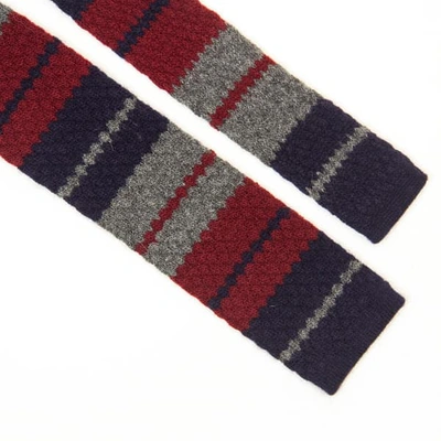 Shop 40 Colori Burgundy Striped Wool & Cashmere Knitted Tie