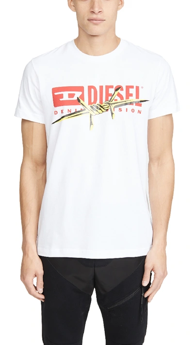 Shop Diesel Short Sleeve T-diego-bx2 Tee Shirt In White