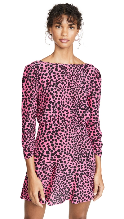 Shop Rixo London Kyla Dress In Pink Leopard