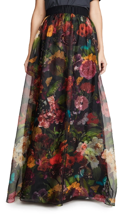Shop Alice And Olivia Yvonne Gathered Maxi Skirt With Overskirt In Md Garden Floral