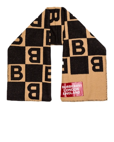 Shop Burberry Patch B Repeat Scarf In Archive Beige