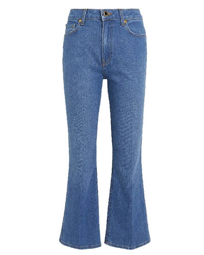 Shop Khaite Benny Cropped Flare Jeans In Medium Wash Denim