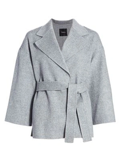 Shop Theory Wool & Cashmere Belted Robe Jacket In Blue Grey Melange