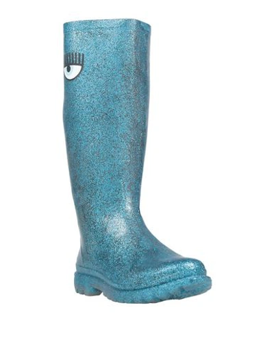 Shop Chiara Ferragni Knee Boots In Turquoise