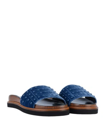 Shop Tod's Woman Sandals Slate Blue Size 8 Viscose, Cupro