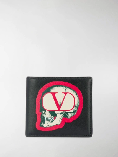 Shop Valentino Logo Print Wallet In Black