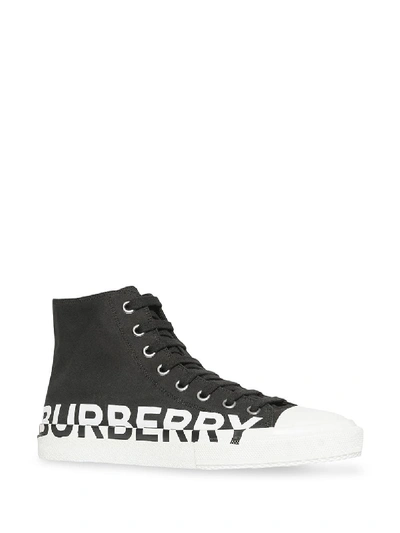 Shop Burberry Leather Sneakers In Black