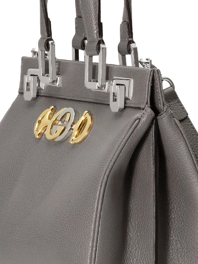 Shop Gucci Zumi Leather Shoulder Bag In Grey