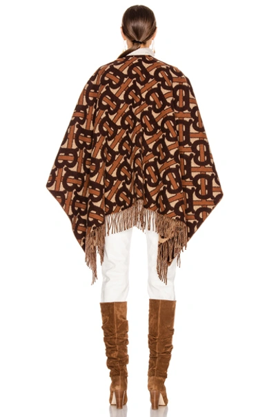 Shop Burberry Large Logo Poncho In Dark Mocha