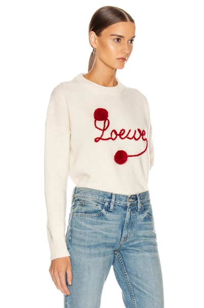 Shop Loewe Pompom  Sweater In White & Red