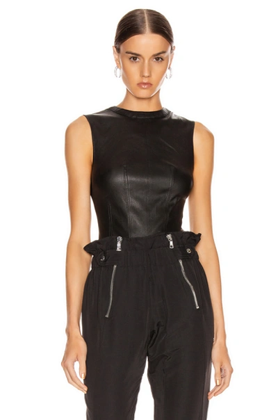 Shop Rta Claire Leather Bodysuit In Nightlife 2