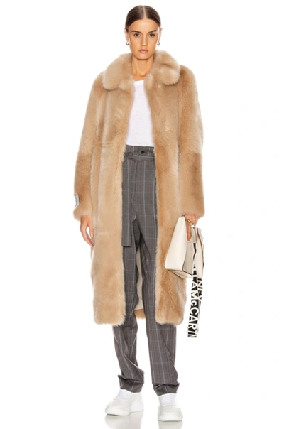 Shop Stella Mccartney Blinman Faux Fur Long Coat In Neutral In Fawn