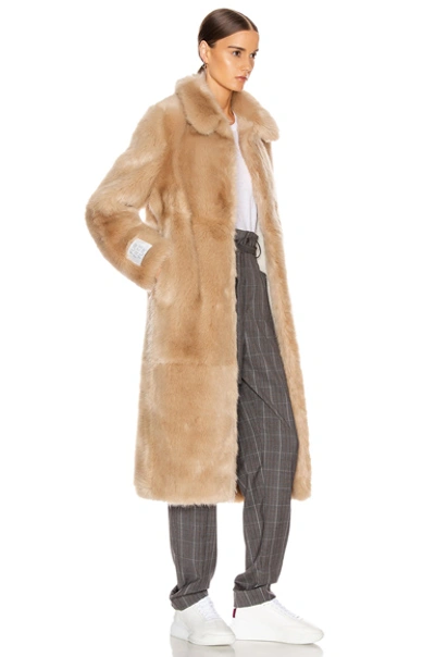 Shop Stella Mccartney Blinman Faux Fur Long Coat In Neutral In Fawn