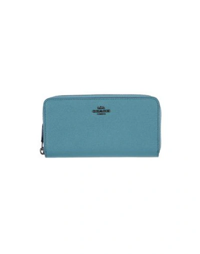 Shop Coach Wallet In Turquoise