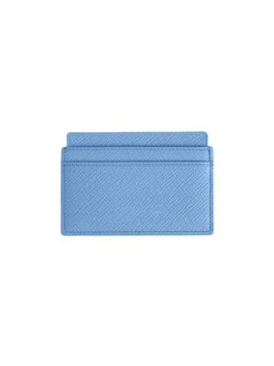 Shop Smythson Panama Leather Card Case In Nile Blue