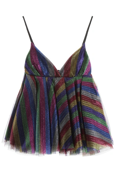 Shop Attico Tulle Mini Dress In Multicolor V1 (fuchsia)