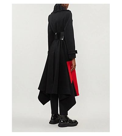Shop Alexander Mcqueen Banner Double-breasted Wool-and-cashmere Blend Coat In Black / Red