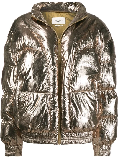 Shop Isabel Marant Étoile Metallic Puffer Jacket In Gold