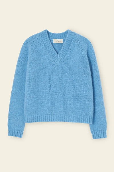 Shop Mansur Gavriel Alpaca Wool V-neck Sweater In Sky Blue