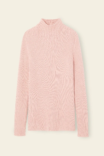 Shop Mansur Gavriel Alpaca Silk Ribbed High Neck Sweater In Rosa