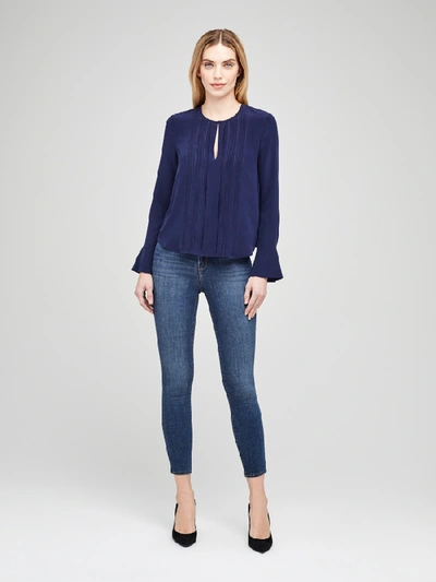 Shop L Agence Simone Blouse In Navy