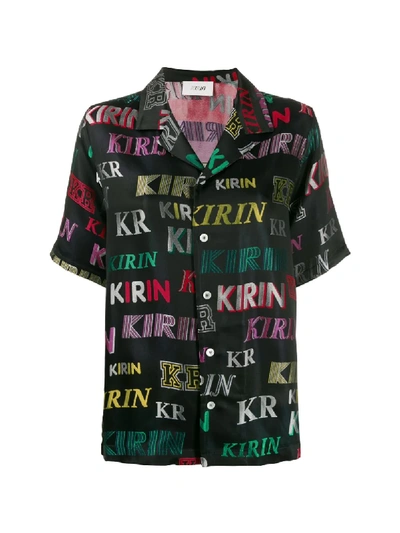 Shop Kirin Logo Print Shirt In Black
