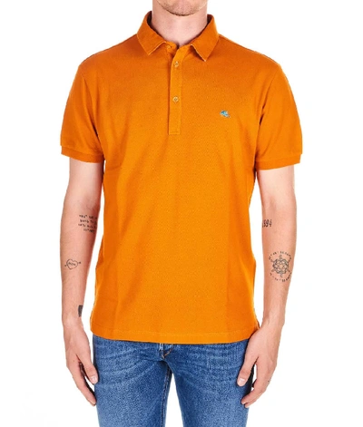 Shop Etro Orange Cotton Polo Shirt