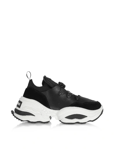 Shop Dsquared2 Black Leather Sneakers