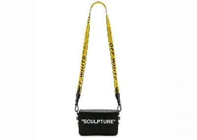 OFF-WHITE Binder Clip Bag Mini Black Yellow in Leather with Gunmetal - US