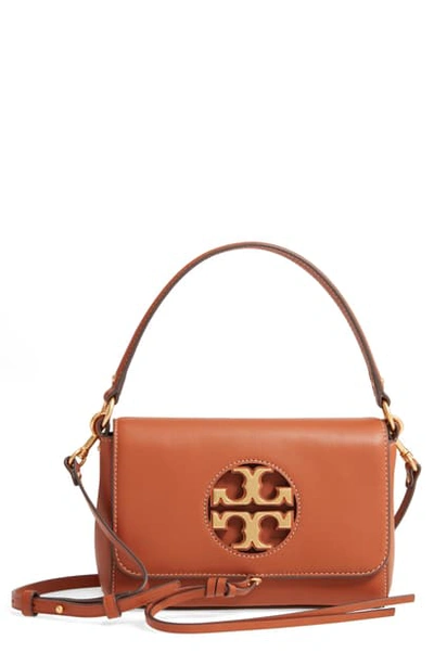 Shop Tory Burch Mini Miller Leather Top Handle Bag In Aged Camello