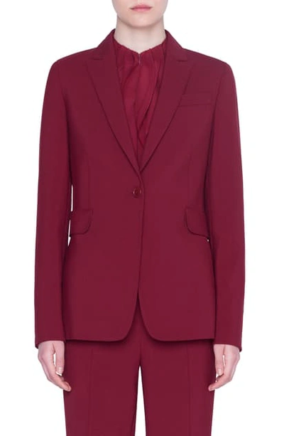 Shop Akris Punto Pebble Crepe Jersey One-button Blazer In Ruby