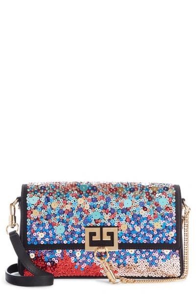 Shop Givenchy Small Charm Rainbow Sequin Shoulder Bag - Black In Black Multi