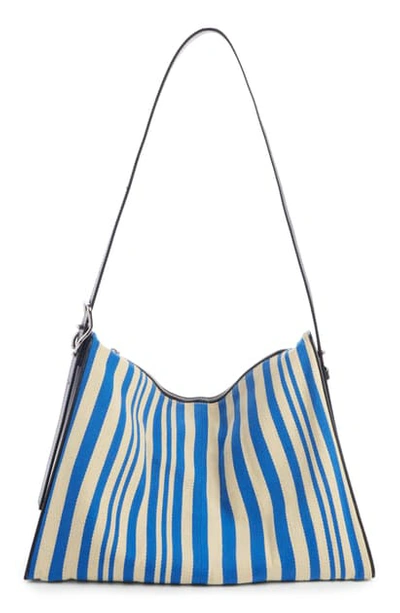 Shop Loewe Berlingo Stripe Canvas Crossbody Bag In Blue/ White