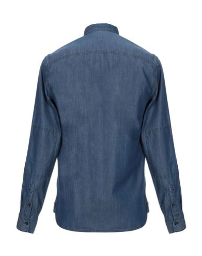 Shop Armani Exchange Man Denim Shirt Blue Size S Cotton