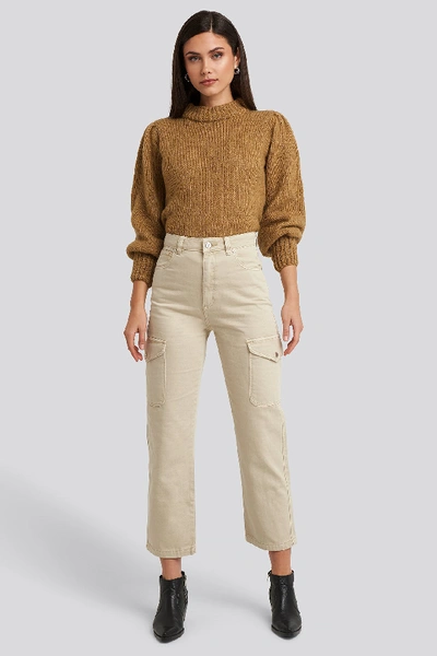 Shop Abrand A Venice Straight Jeans Beige In Sandy