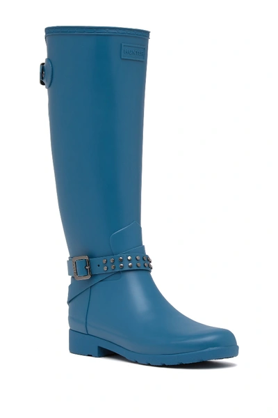 Shop Hunter Refined Stud Tall Waterproof Biker Boot In Rockpool