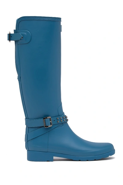 Shop Hunter Refined Stud Tall Waterproof Biker Boot In Rockpool