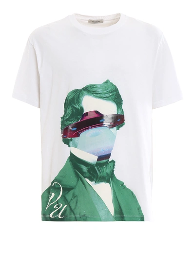 Shop Valentino Undercover Face Ufo Cotton T-shirt In White