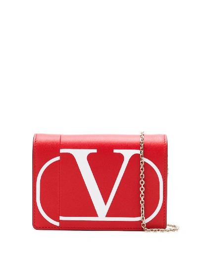 Shop Valentino Vlogo Crossbody Bag In Red