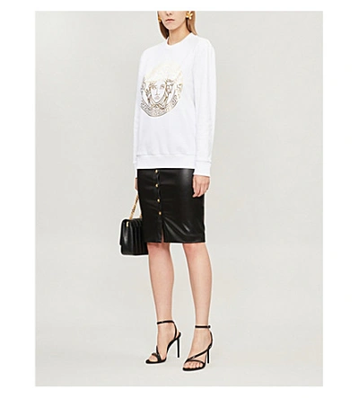 Shop Versace Medusa-print Cotton-jersey Sweatshirt In White