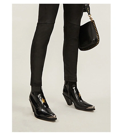 Shop Free People Midnight High-rise Slim-fit Faux-leather Trousers In Black