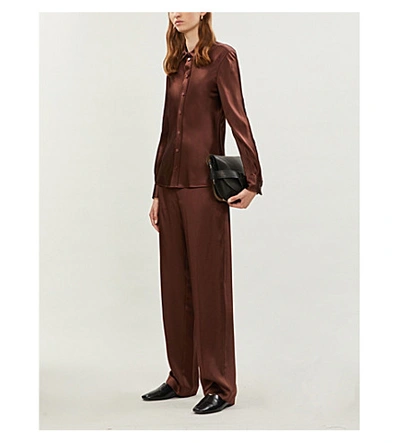 Shop Joseph Jack High-rise Silk Trousers In Raisin