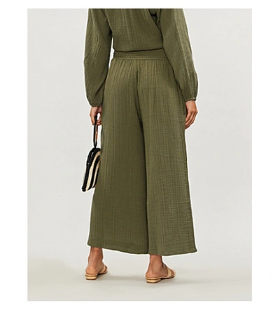 Shop Anaak Kai High-rise Wide-leg Cotton Trousers In Olive