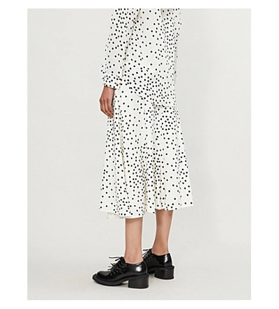 Shop Stella Mccartney Polka-dot Crepe Midi Skirt In Natural