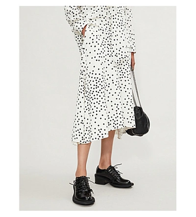Shop Stella Mccartney Polka-dot Crepe Midi Skirt In Natural