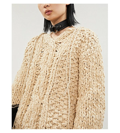 Shop Acne Studios Kadhia Cable-knit Cotton And Wool-blend Jumper In Beige